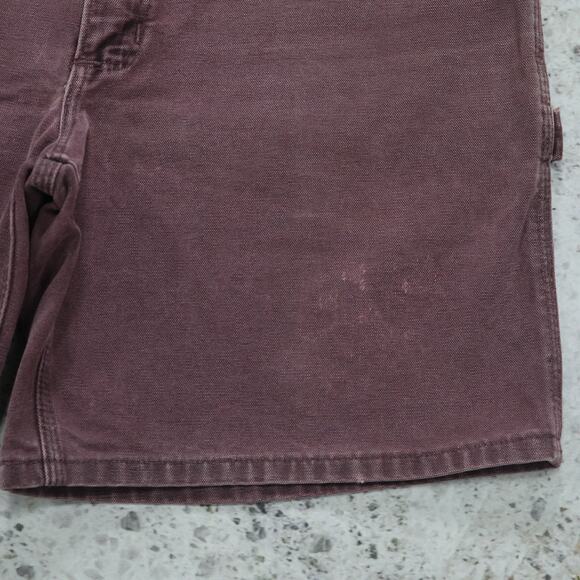 RARE Vintage Carhartt B24 BRG Burgundy Purple Carpenter Shorts 34x7.35 - Picture 11 of 12